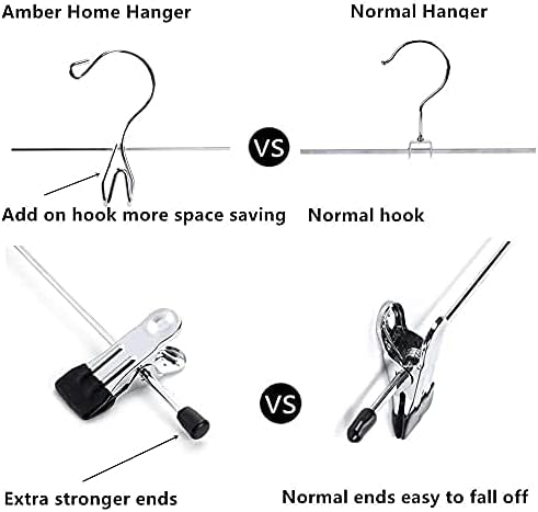 Amber Home 26 Pack Heavy Duty Metal Pants Skirt Hangers, Space Saving with Adjustable Clips for Jeans, Slacks