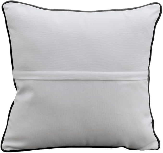 East Green 18 x 18 Square Outdoor Accent Pillow, Flax Tan with White Piping