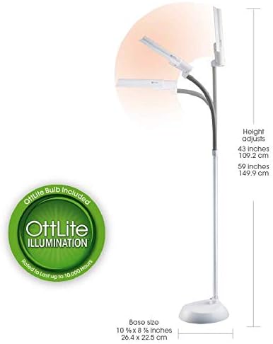 OttLite 13 Watt WingShade Floor Lamp - Living Room, Office, Bedroom Home Decor