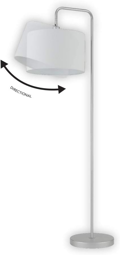 GLOBE Electric 67396 Barden 58" Floor Lamp, Silver, White Fabric Shade, On/Off Socket Rotary Switch