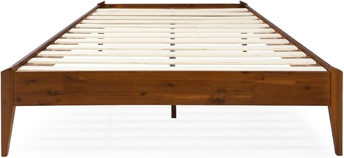 Bme Dinkee 15 Inch Signature Bed Frame Without Headboard - Modern & Minimalist Style with Acacia Wood - 12 Strong Wood Slat Support - Easy Assembly - No Box Spring Neededd - Dark Chocolate, Full