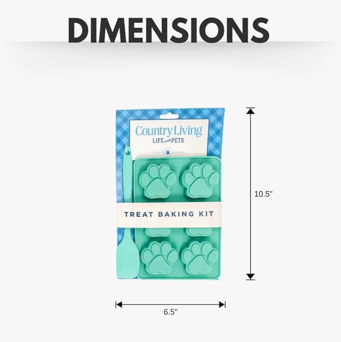 Country Living 3-Piece Silicone Baking Kit – Includes 2 Baking Trays (6-Cavity Paw Print Mold) & Spatula – Non-stick Silicone for Homemade Dog Treats, Candy, Chocolate, & Ice Cubes
