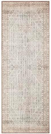 Keen Home Design 2x10 Rug - Machine Washable Runner Rug with Non-Slip Backing, Ideal for Hallway, Entryway, Kitchen, Laundry Room - Vintage, Easy Clean, Durable, Low Pile - (2'6" x 10')