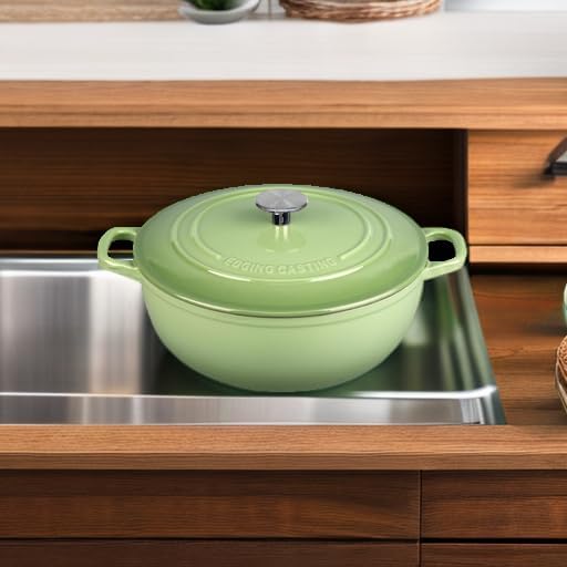 Enameled Cast Iron Dutch Oven Pot with Lid for Sourdough Bread Baking, Bread Dutch Ovens, Cooking Pots, 5 Quart, Pistachio Green