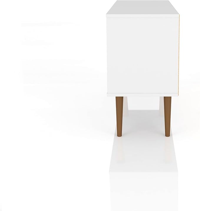 Manhattan Comfort Liberty Mid Century Modern TV Stand for Televisions up to 46 Inches, Bedroom and Living Room Entertainment Center with Storage, Shelves, and Cabinet, 43" Wide, White/Aqua Blue