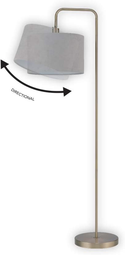 Globe Electric 67398 Barden 58" Floor Lamp, Brass, Light Gray Velvet Shade, On/Off Socket Rotary Switch