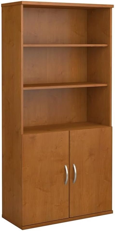Bush Business Furniture Series C 36W 5 Shelf Bookcase with Doors in Natural Cherry