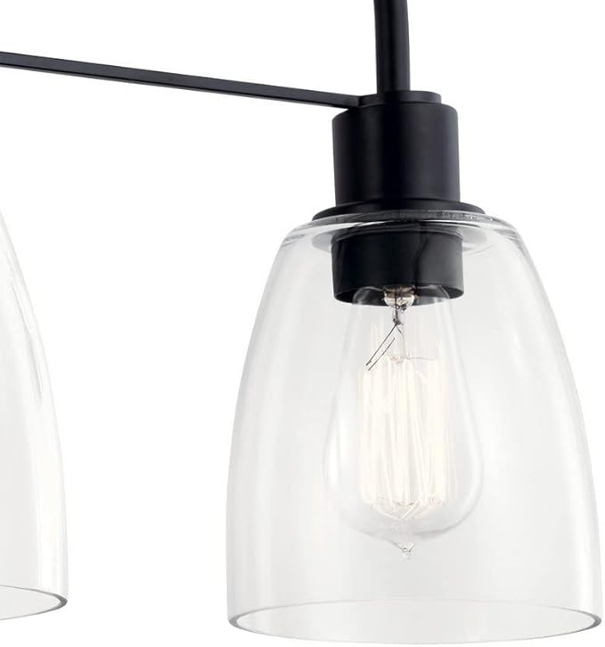 Kichler Meller 24 Inch 3 Light Vanity Light with Clear Glass in Black