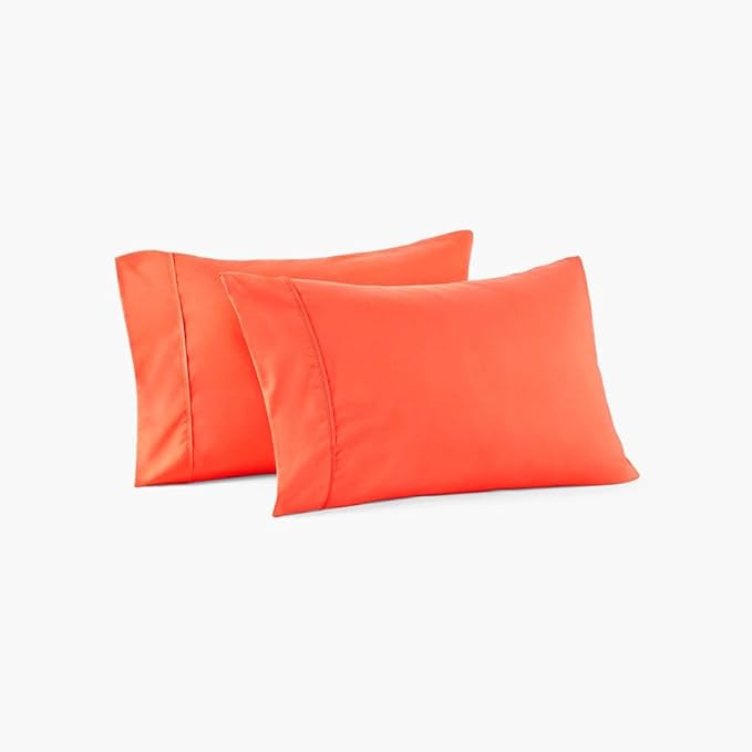 PeachSkinSheets Night Sweats: The Original 1500tc Soft Standard Pillowcase Set Hot Coral