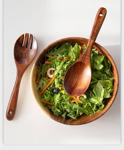 Hand-Crafted From Solid Acacia Wood Salad Bowls 7.1 or 7.9 Inches Set of 2 Individual Large Wood Bowl for Fruits Salads and Decoration Fruit Bowl for Snacks
