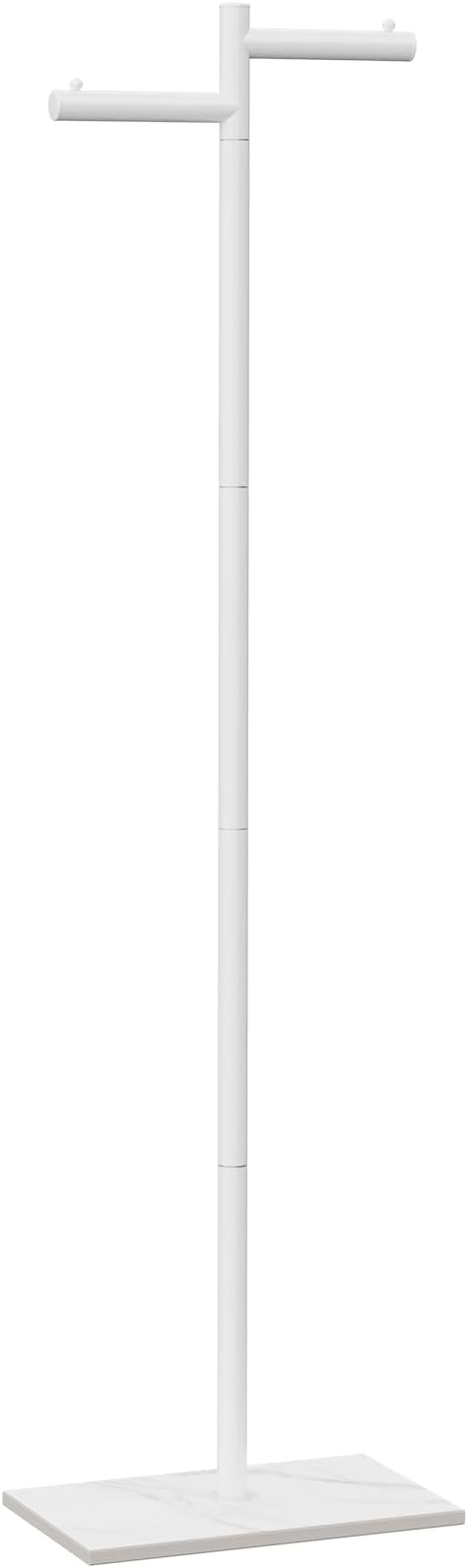 Garment Rack, Freestanding Metal Coat Racks, Z-shaped Coat Tree with Natural Rock Base, Suitable For Outerwear, Clothes, Handbags, 68.9in, White