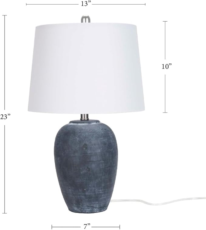 Nourison Home 23" Black Vintage Distressed Ceramic Pot Table Lamp for Bedroom, Living Room, Console, Entryway (Pack of 2)