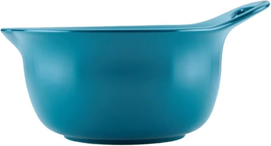 Rachael Ray Ceramics Nesting Mixing Bowl Set with Pour Spout, 1 Quart and 2 Quart, Teal