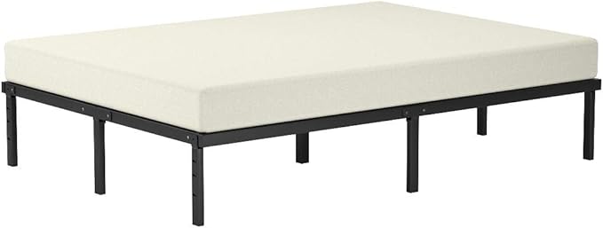 Amazon Basics Sturdy Heavy-Duty Non-Slip Platform Bed Frame Full Size Storage, Steel Slat Support, Noise Free, Easy Assembly, 14 Inch Black