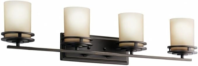 Kichler Hendrik 33.75" 4 Light Vanity with Light Umber Etched Glass Olde Bronze®