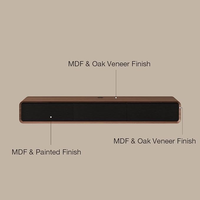 POVISON Fully-Assembled Minimalist Floating TV Stand, Modern Wall-Mounted Entertainment Center with 3 Flip-Down Cabinet Doors, Solid Wood Media Console, 70.87"