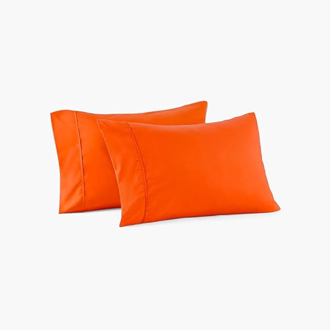 PeachSkinSheets Night Sweats: The Original 1500tc Soft Standard Pillowcase Set Sunkissed Orange