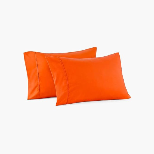 PeachSkinSheets Night Sweats: The Original 1500tc Soft Standard Pillowcase Set Sunkissed Orange