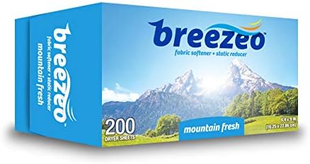Breezeo Fabric Softener Dryer Sheets, Mountain Fresh, 200 Count