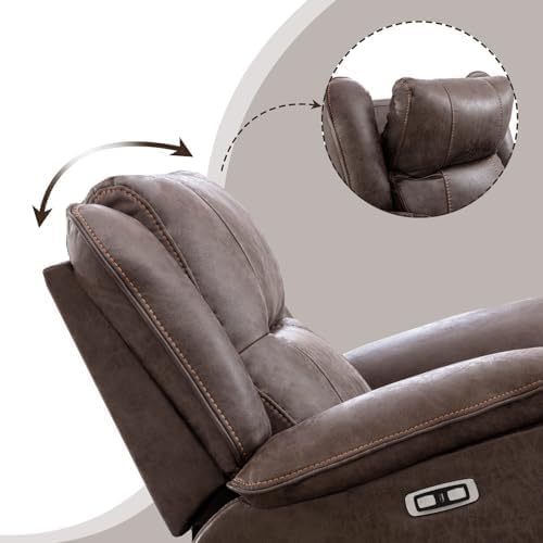 Phoenix Home Dual Motor Power Lift Chair for Elderly, Lift Chairs with Massage and Heat, Faux Leather Electric Chairs for Adults, Recliner Chair with USB, 2 Concealed Cup Holders, Smoke Gray