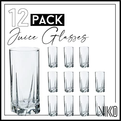 Vikko Drinking Glasses, 12 Oz Drinking Glasses Set of 12, Crystal Clear Glass Cups for Water or Juice, Highball Glass Tumbler & Water Glasses for Drinking…