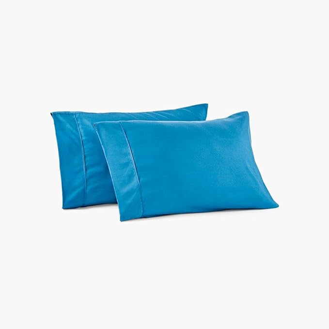 PeachSkinSheets Night Sweats: The Original 1500tc Soft King Pillowcase Set Bahama Blue