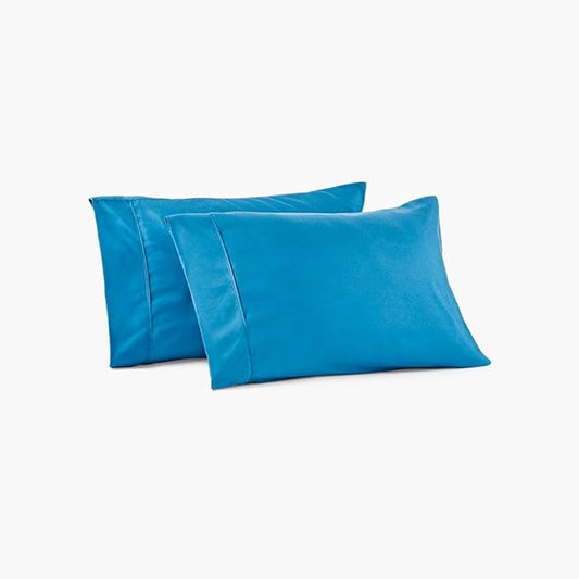 PeachSkinSheets Night Sweats: The Original 1500tc Soft King Pillowcase Set Bahama Blue