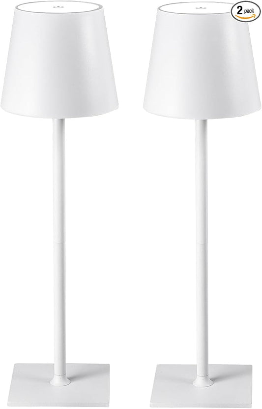 2 Pack Cordless Table Lamps, 3 Colors Stepless Dimming, 5000mAh Rechargeable Battery LED Desk Lamp for Bedroom/Couple Dinner/Desk/Cafe/Dining Room/Terrace