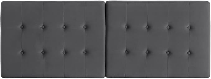 24KF Dark Gray Wall Mounted Tufted Button Queen Headboard Full Headboard,Soft Comfortable Velvet Padded Queen/Full Size Headboard-6035-Q-Dark Gray