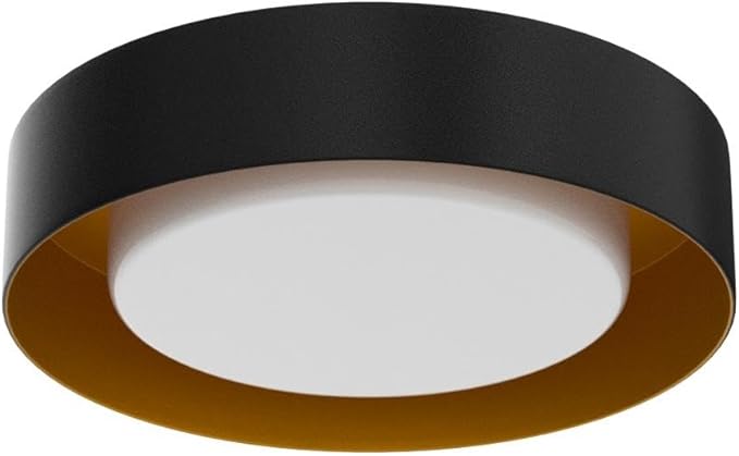 Modern Black and Gold Flush Mount Ceiling Lights, 16.5" Minimalist Glass Round Ceiling Lighting, Drum Close to Ceiling Light Fixtures for Living Room, Bedroom, Dining Room, Kitchen, Hallways