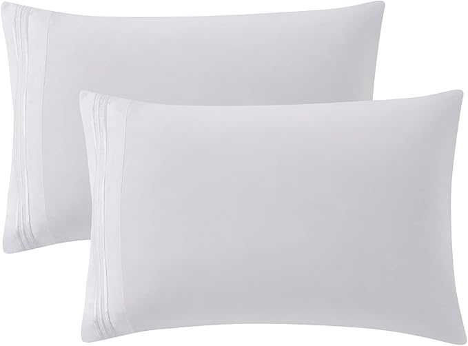 Clara Clark Bed Sheets, Premier 1800 Series 4 Piece Bed Sheet Set, Deep Pocket, Wrinkle, Fade, Stain Resistant, Luxury Soft Bedding Sheets & Pillowcases, Queen, White