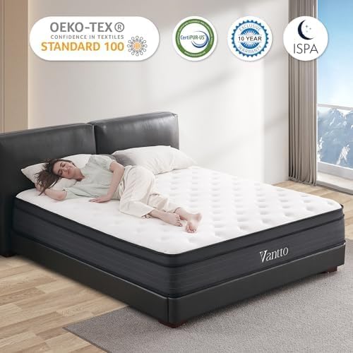 King Size Mattress, 12 Inch Hybrid Memory Foam Mattress with Pocket Springs for Motion Isolation Pressure Relief, CertiPUR-US
