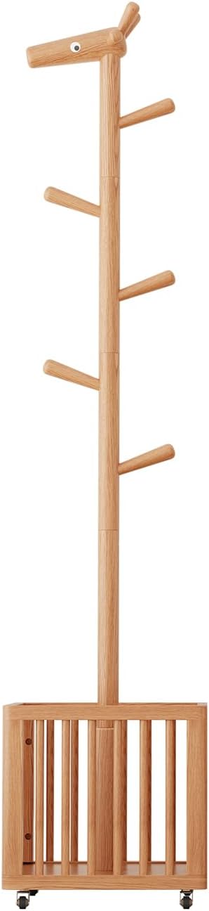Coat tree freestanding heavy duty，Wooden coat rack freestanding for Entrance, Bedroom, Living room(Natural)