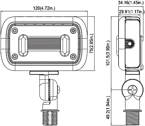 GKOLED 7W Outdoor LED Low Voltage Landscape Lighting Flood Light, 2700K, 550Lumen, 9-15V AC/DC, 1/2" Adjustable Knuckle Mount