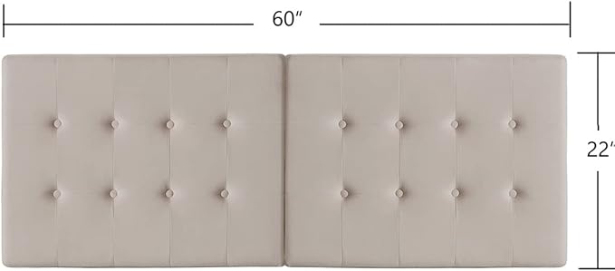 24KF Taupe Wall Mounted Tufted Button Queen Headboard Full Headboard,Soft Comfortable Velvet Padded Queen/Full Size Headboard-6035-Q-Taupe