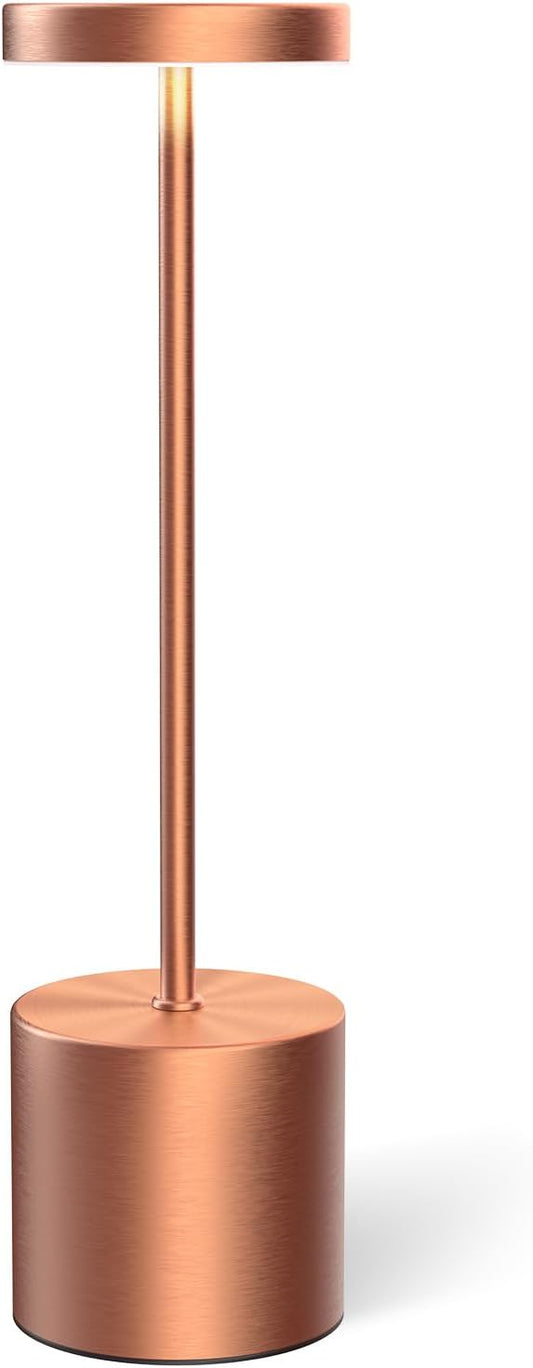 Rechargeable Table Lamp –Outdoor Touch Cordless Desk Lamps, 5000mAh Battery Operated Lamp with 3-Color Dimmable Light, Portable LED Lamp for Bedroom, Dining Room, Patio, Outdoor (Rose Gold)