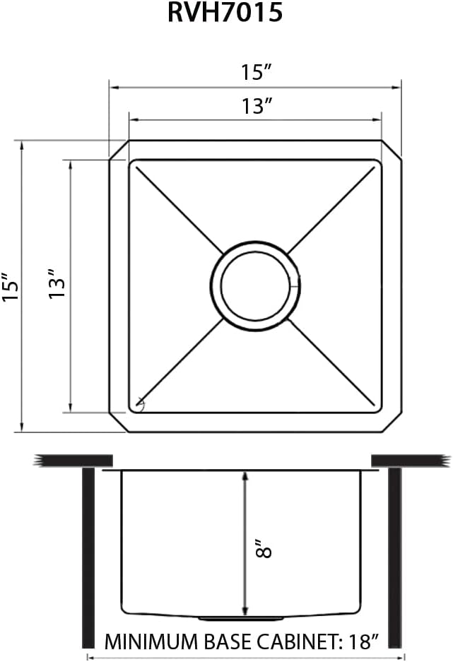 Ruvati 15 inch Undermount Bar Prep 16 Gauge Kitchen Sink Round Corners Stainless Steel Single Bowl - RVH7015