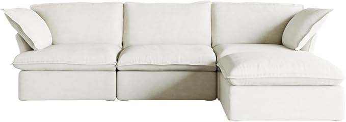 JACH L-Shaped Sectional Couches, Comfy Modular Sectional Couch, Cushion Covers Removable, Two Corners and A Middle, Sofas Furniture for Living Room, White