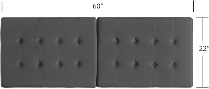24KF Dark Gray Wall Mounted Tufted Button Queen Headboard Full Headboard,Soft Comfortable Velvet Padded Queen/Full Size Headboard-6035-Q-Dark Gray