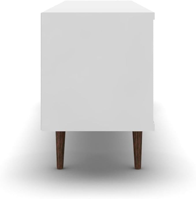 Manhattan Comfort Liberty Mid Century Modern TV Stand for Televisions up to 60 Inches, Bedroom and Living Room Entertainment Center with Storage, Shelves, and Cabinet, 63" Wide, White/Aqua