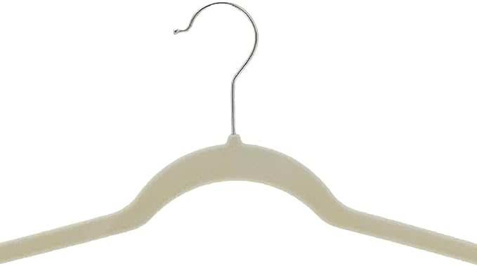 Amazon Basics Slim, Velvet, Non-Slip Suit Clothes Hangers, Ivory/Beige- Pack of 30