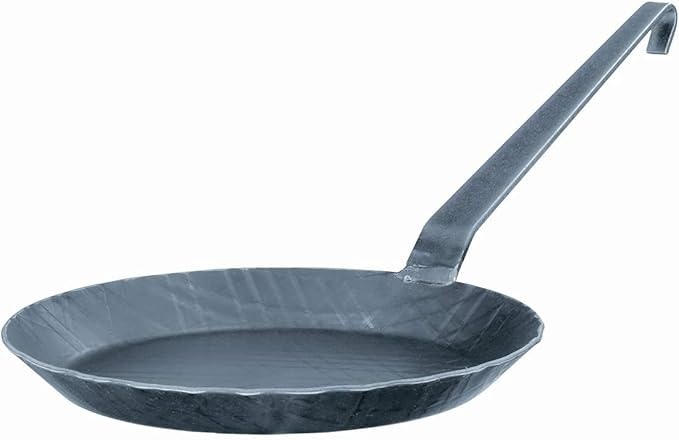 RÖSLE 1888 Forged Iron Frying Pan with welded handle with hook, oven safe, suitable for serving, 9.5 in pan rim