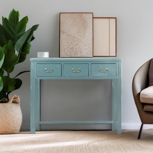 SAFAVIEH Home Collection Cindy Farmhouse Slate Teal 3-Drawer Console Table