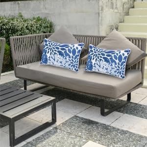 Outdoor Lumbar Pillows - Decorative Pillows with Insert Included Set of 2 Outdoor Pillows for Patio Furniture 12x20 Inch