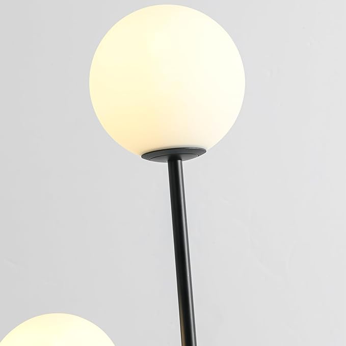 Black U-Shape 2-Light Table Light Mid Century Black Globe Table Lamp with Milk White Glass Shade Metal Base Nightstand Lamp for Bedroom Bedside,G9 Bulb