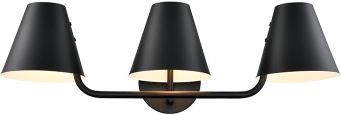 DIRYZON 3 Light Bathroom Vanity Light,Industrial Black Wall Sconces,Rustic Wall Light Fixtures with Metal Shade for Hallway Kitchen Sink