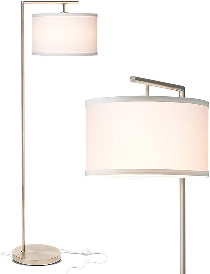 Brightech Montage Modern Floor lamp, LED Floor Lamp for Living Rooms & Offices - Tall Standing Lamp for Bedroom Reading - Corner Pole Lamp for Contemporary Home Decor - Satin Nickel