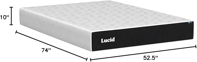 LUCID 10 Inch Memory Foam Mattress - Plush Feel - Infused with Bamboo Charcoal and Gel - Bed in a Box - Temperature Regulating - Pressure Relief - Breathable - Full Size