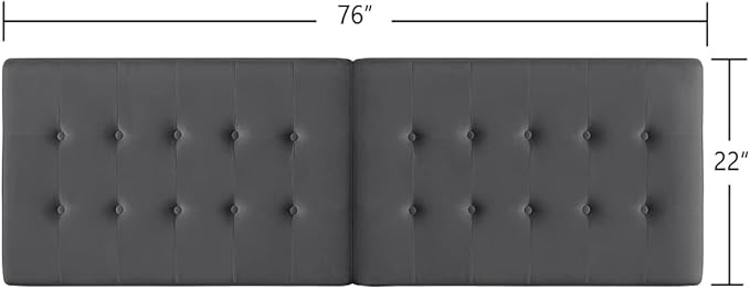 24KF Dark Gray Wall Mounted Tufted Button King Headboard, Soft Comfortable Velvet Padded King/CA King Size Headboard-6035-K-Dark Gray