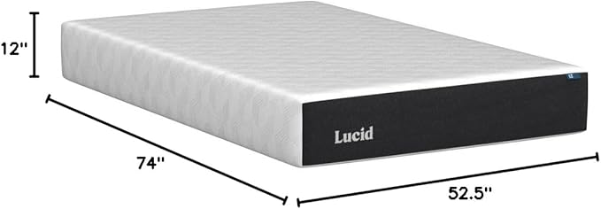 LUCID 12 Inch Memory Foam Mattress - Plush Feel - Memory Foam Infused with Bamboo Charcoal - Gel Infusions - CertiPUR-US Certified - Breathable - Full